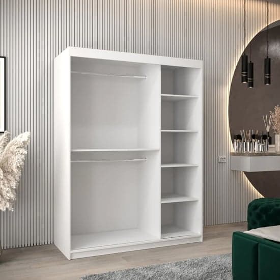 Tavira Wooden Wardrobe Sliding 2 Doors 150cm In White