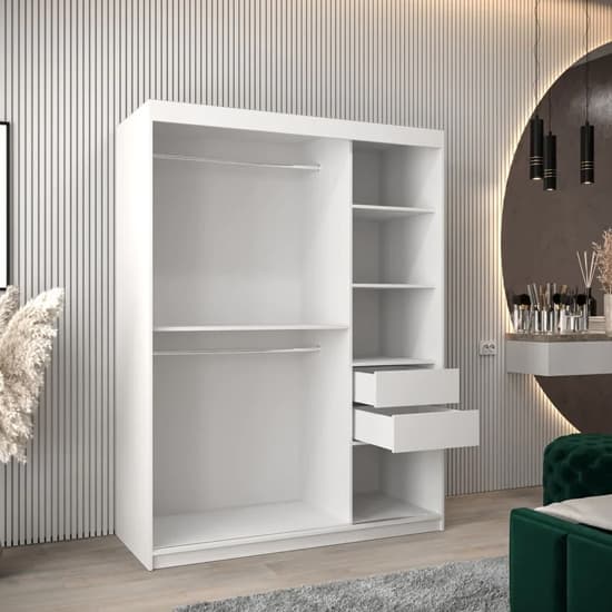 Tavira Wooden Wardrobe Sliding 2 Doors 150cm In White