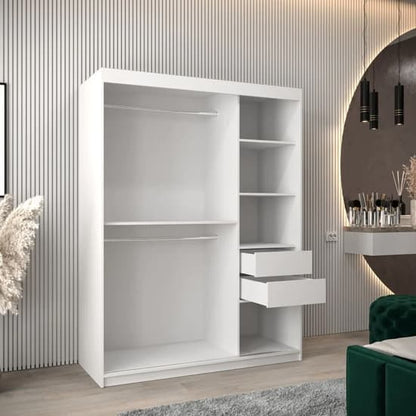 Tavira Wooden Wardrobe Sliding 2 Doors 150cm In White