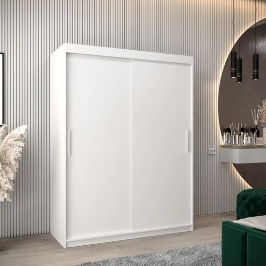 Tavira Wooden Wardrobe Sliding 2 Doors 150cm In White