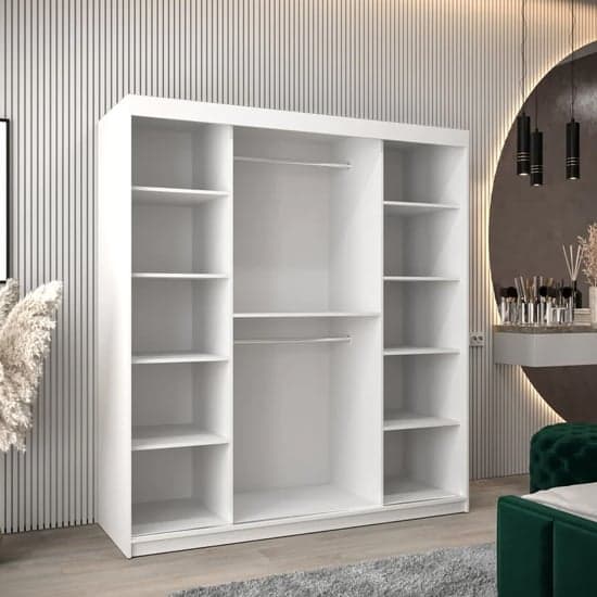 Tavira Wooden Wardrobe Sliding 2 Doors 180cm In White