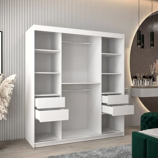 Tavira Wooden Wardrobe Sliding 2 Doors 180cm In White
