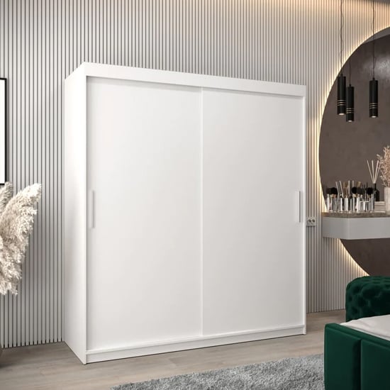 Tavira Wooden Wardrobe Sliding 2 Doors 180cm In White