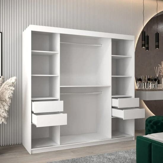 Tavira Wooden Wardrobe Sliding 2 Doors 200cm In White