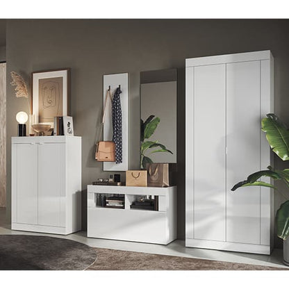 Taylor Italian High Gloss Wardrobe With 2 Doors In White