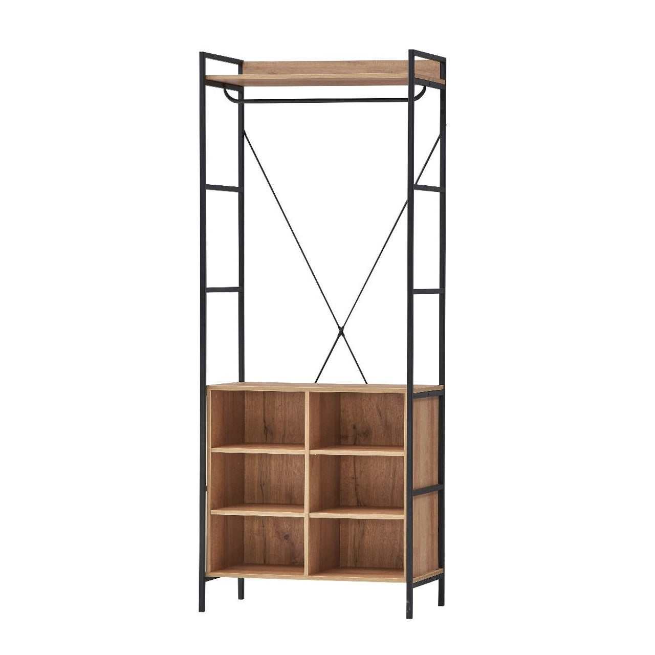 Claire Large Open Riviera Oak Finish Wardrobe with 8 Shelves