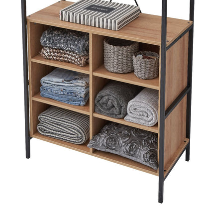 Claire Large Open Riviera Oak Finish Wardrobe with 8 Shelves