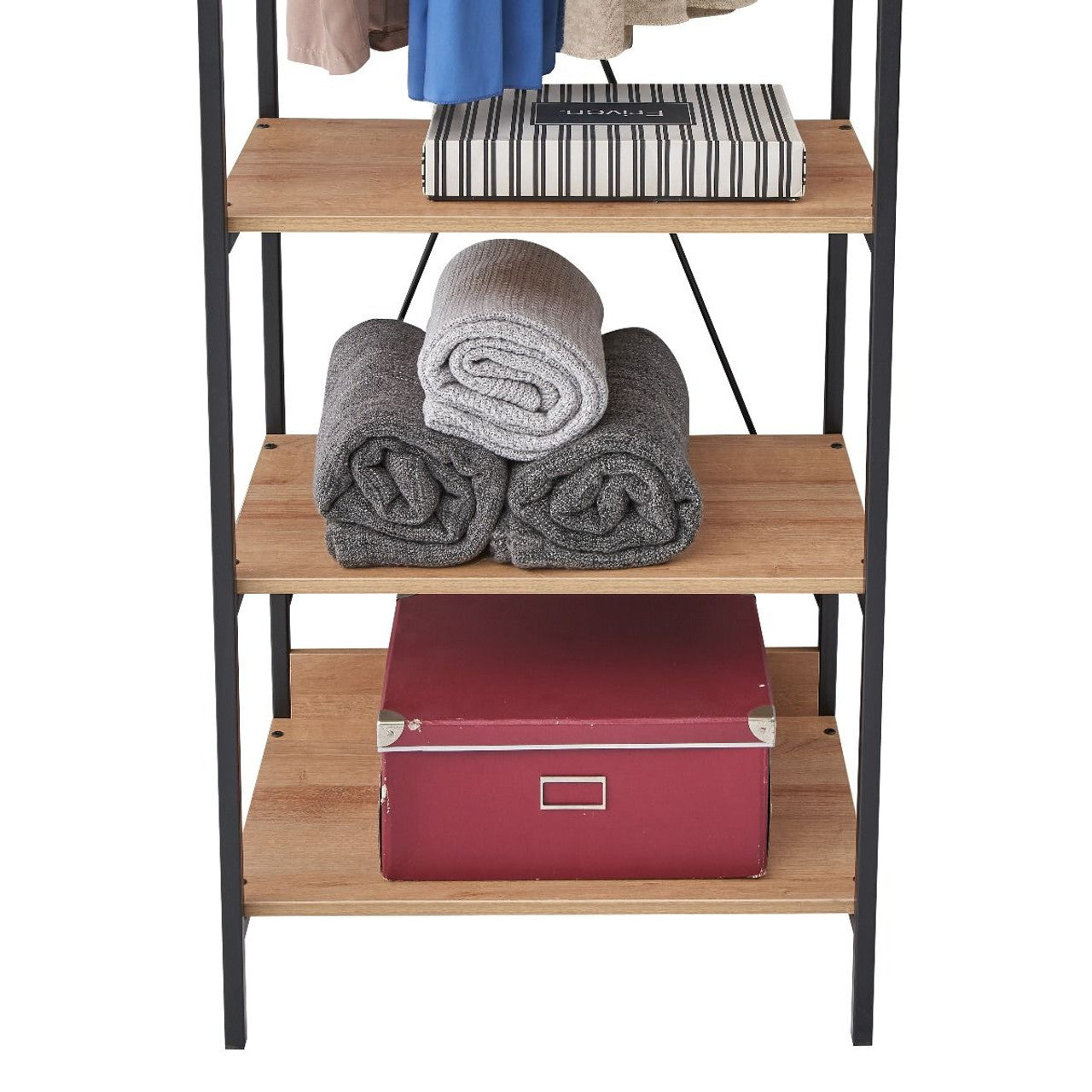 Claire Riviera Oak Finish Open Wardrobe with 4 Shelves