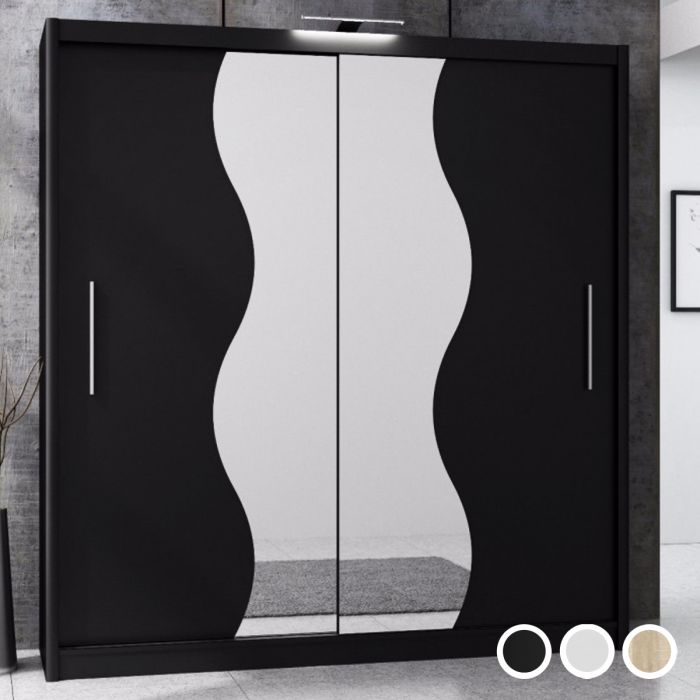 Tokyo V Curvy Sliding 2 Door Wardrobe - Black