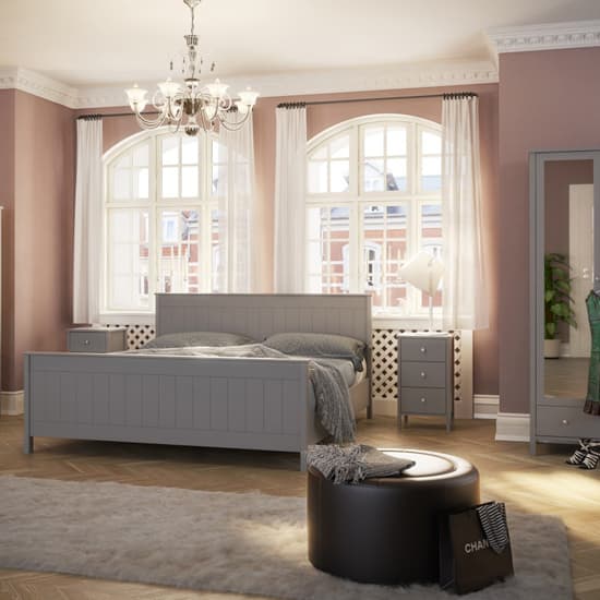 Trams Mirrored Wardrobe 1 Door In Folkestone Grey