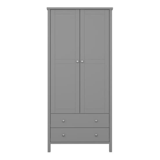 Trams Wooden Wardrobe With 2 Doors 2 Drawers In Grey