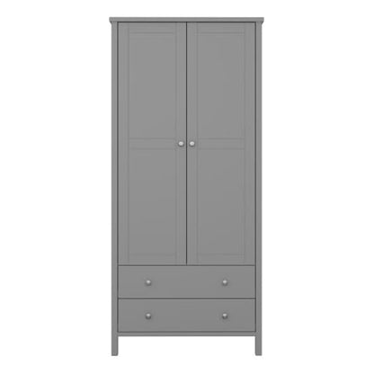 Trams Wooden Wardrobe With 2 Doors 2 Drawers In Grey