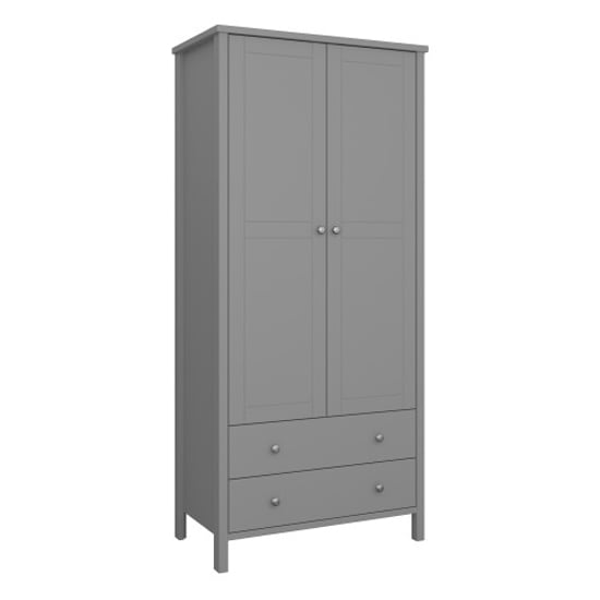 Trams Wooden Wardrobe With 2 Doors 2 Drawers In Grey