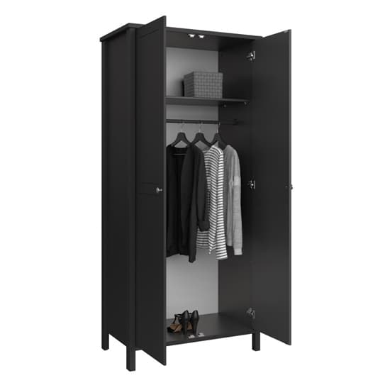 Trams Wooden Wardrobe With 2 Doors In Black