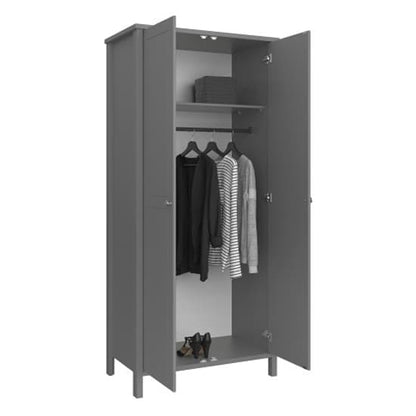 Trams Wooden Wardrobe With 2 Doors In Grey