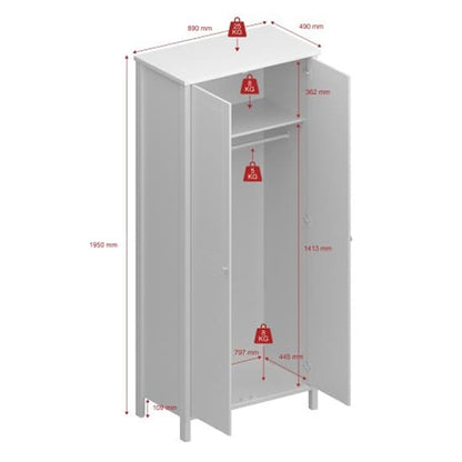 Trams Wooden Wardrobe With 2 Doors In Grey