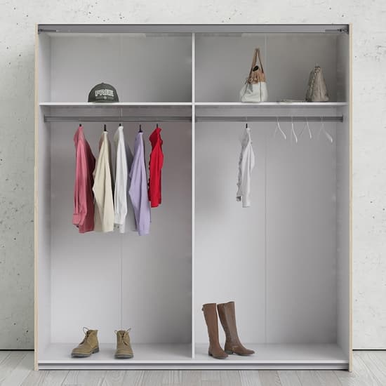 Trek Wooden Sliding Doors Wardrobe In Oak White With 2 Shelves