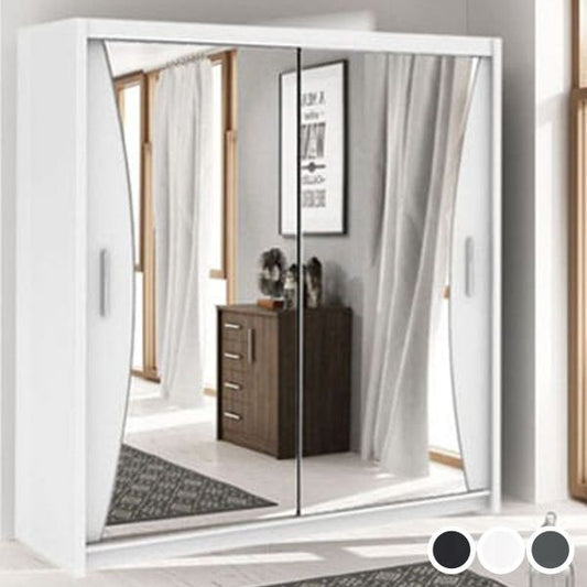 FURCO | Caledonia | Sliding 2 Door Mirror Wardrobe | White | 150/203 cm | Chic & Versatile