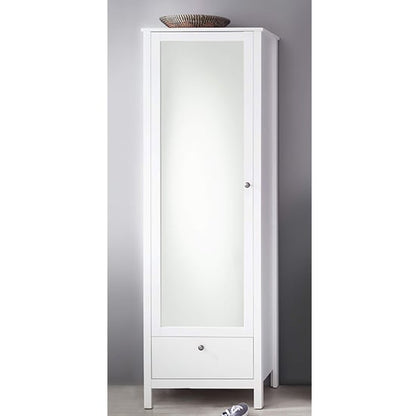 Valdo Mirrored 1 Door Wooden Wardrobe In White