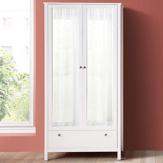 Valdo Mirrored 2 Doors Wooden Wardrobe In White
