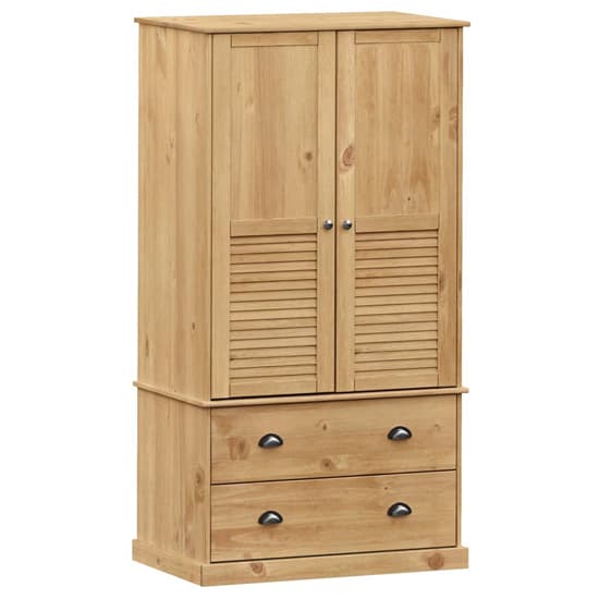 Vega Pinewood Wardrobe With 2 Doors 2 Drawers In Brown