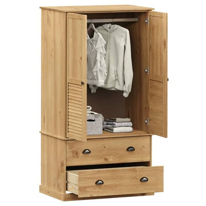 Vega Pinewood Wardrobe With 2 Doors 2 Drawers In Brown