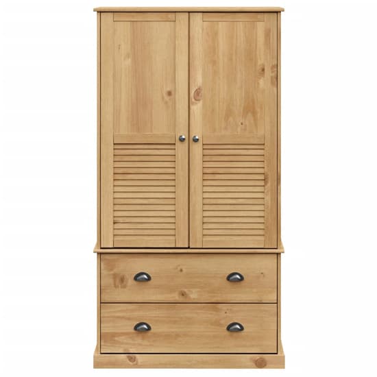 Vega Pinewood Wardrobe With 2 Doors 2 Drawers In Brown