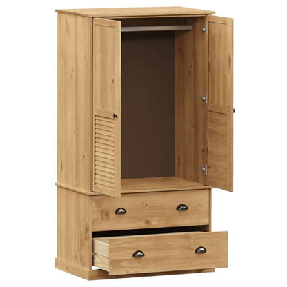 Vega Pinewood Wardrobe With 2 Doors 2 Drawers In Brown