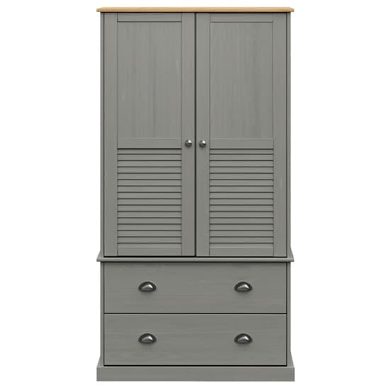 Vega Pinewood Wardrobe With 2 Doors 2 Drawers In Grey