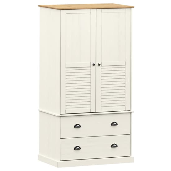 Vega Pinewood Wardrobe With 2 Doors 2 Drawers In White