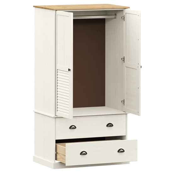 Vega Pinewood Wardrobe With 2 Doors 2 Drawers In White