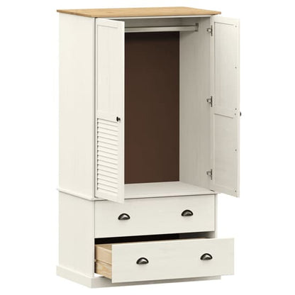 Vega Pinewood Wardrobe With 2 Doors 2 Drawers In White