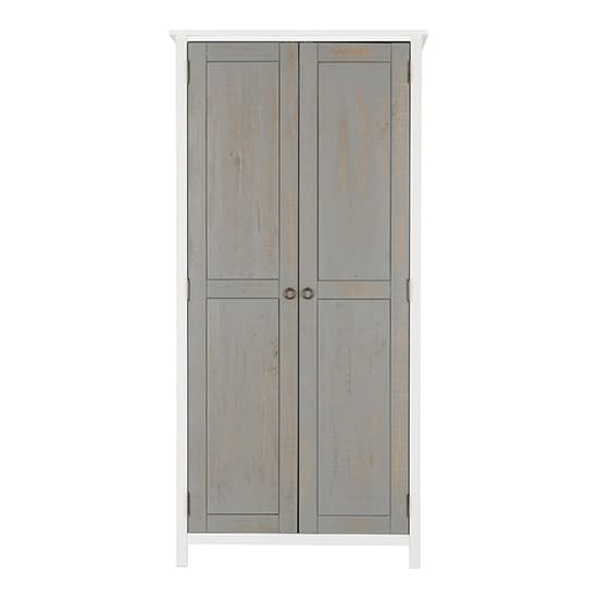 Verox Wooden Wardrobe With 2 Doors In White And Grey