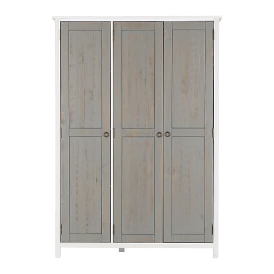 Verox Wooden Wardrobe With 3 Doors In White And Grey