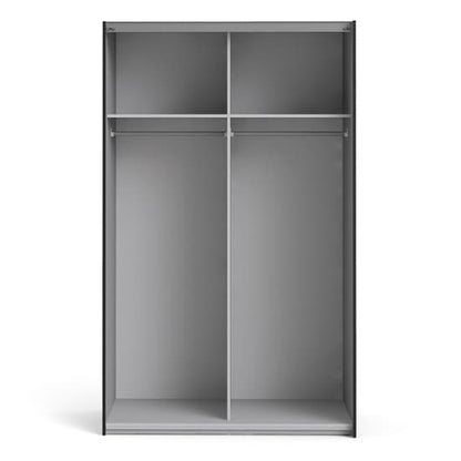 Vrok Sliding Wardrobe With 2 Oak Doors 2 Shelves In Matt Black
