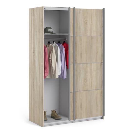 Vrok Sliding Wardrobe With 2 Oak Doors 2 Shelves In Oak