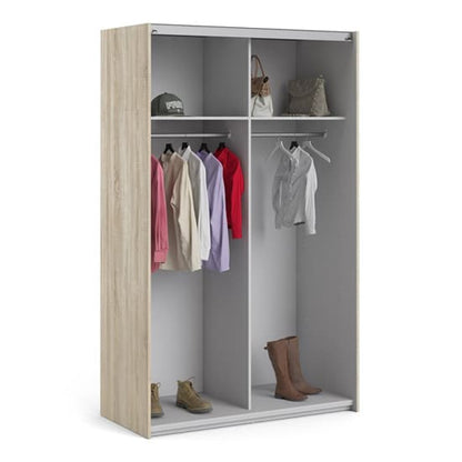 Vrok Sliding Wardrobe With 2 Oak Doors 2 Shelves In Oak