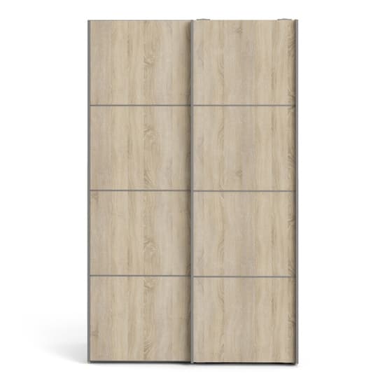 Vrok Sliding Wardrobe With 2 Oak Doors 2 Shelves In White