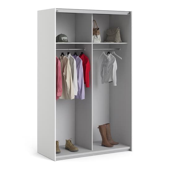 Vrok Sliding Wardrobe With 2 Oak Doors 2 Shelves In White