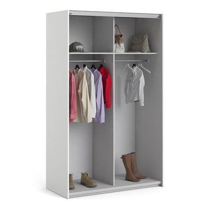 Vrok Sliding Wardrobe With 2 Oak Doors 2 Shelves In White