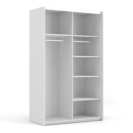 Vrok Sliding Wardrobe With 2 Oak Doors 5 Shelves In White