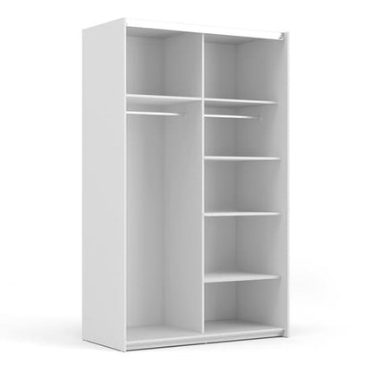 Vrok Sliding Wardrobe With 2 Oak Doors 5 Shelves In White