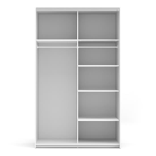 Vrok Sliding Wardrobe With 2 Oak Doors 5 Shelves In White
