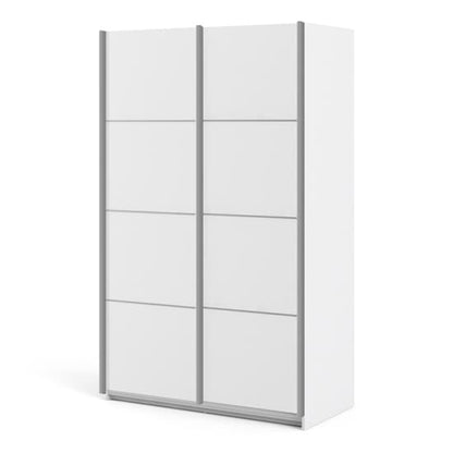Vrok Sliding Wardrobe With 2 White Doors 2 Shelves In White