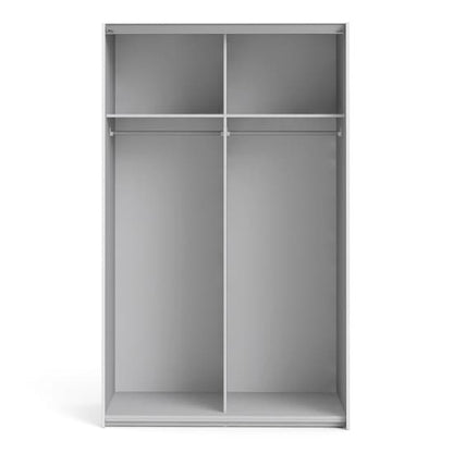 Vrok Sliding Wardrobe With 2 White Doors 2 Shelves In White