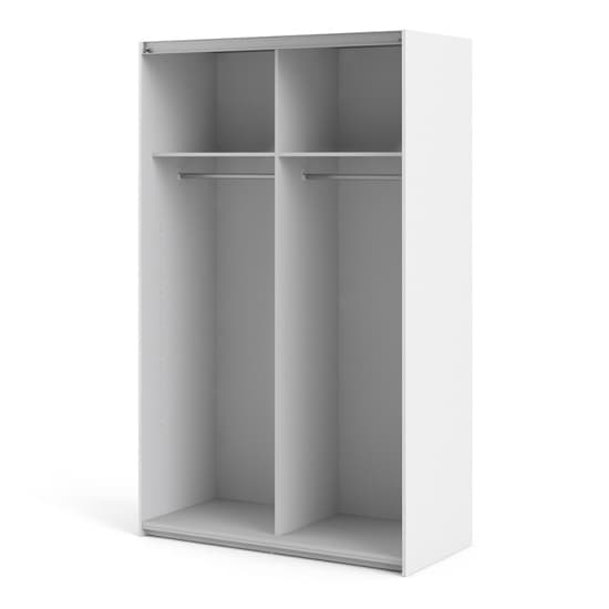 Vrok Sliding Wardrobe With 2 White Doors 2 Shelves In White