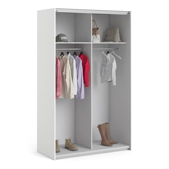 Vrok Sliding Wardrobe With 2 White Doors 2 Shelves In White