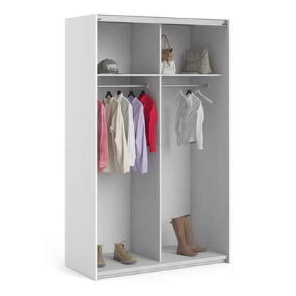 Vrok Sliding Wardrobe With 2 White Doors 2 Shelves In White
