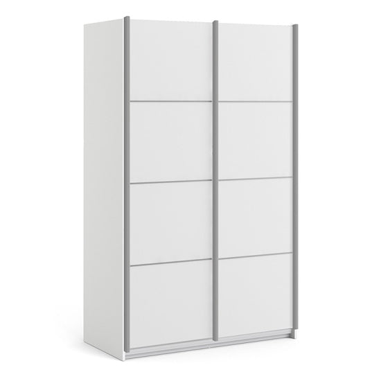 Vrok Sliding Wardrobe With 2 White Doors 2 Shelves In White