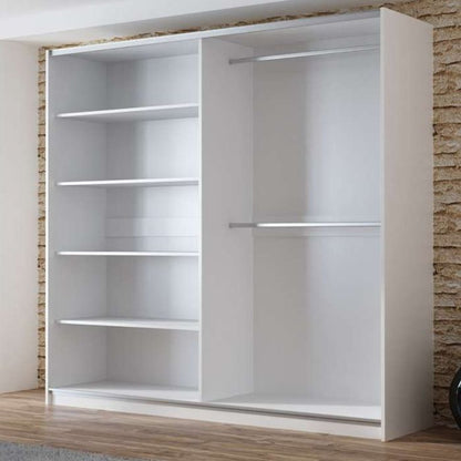 Boris Sliding 2 Door 200cm Wardrobe with Mirror - White
